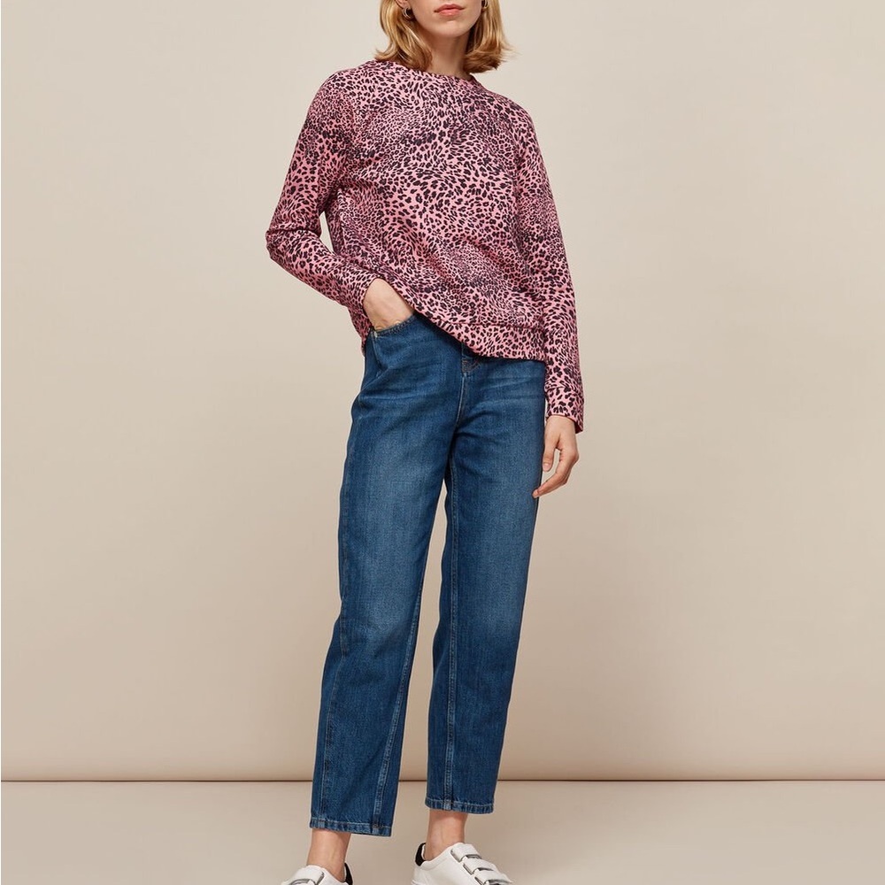 Whistles Pink Animal Print Long Sleeve Top